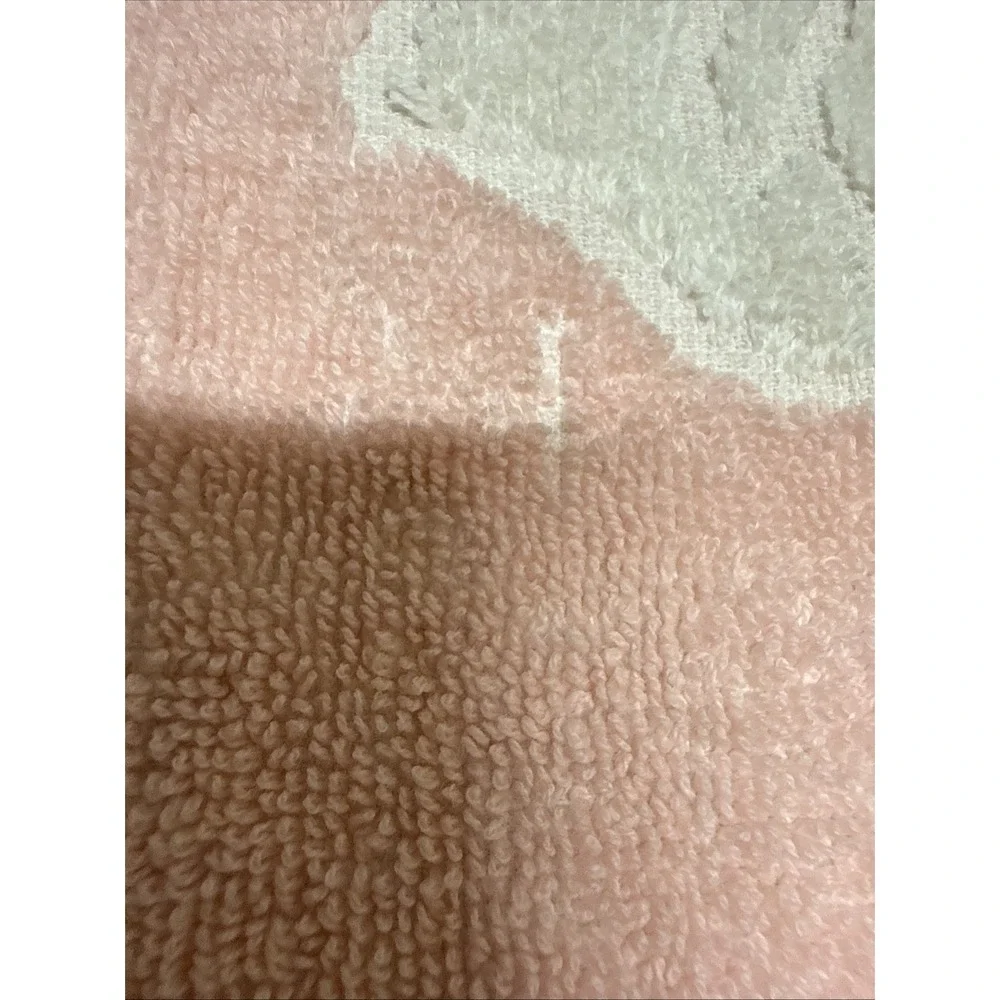 VTG Bath Towel Pink & White Floral Reversible with Fringe Martex 26x16